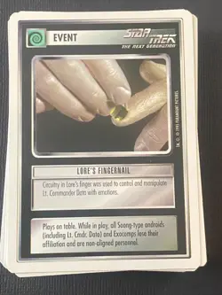 Star Trek CCG 1E WB95 Set LORE'S FINGERNAIL Rare Card NEVER PLAYED - Image 1