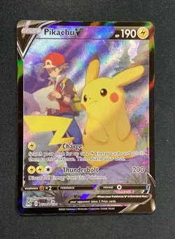 Pokemon TCG Pikachu v TG16/TG30 Lost Origin 2022 Full Art Holo Ultra Rare Card - Image 1