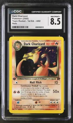 CGC 8.5 Dark Charizard Team Rocket 1st Edition 4/82 Holo Pokemon Card - Image 1