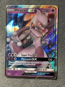 Mewtwo GX 31/68 Mewtwo Stamp Full Art Rare Holo Pokemon Card MP - Image 1