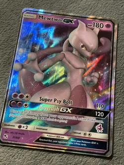 Mewtwo GX 31/68 Mewtwo Stamp Full Art Rare Holo Pokemon Card MP - Image 2