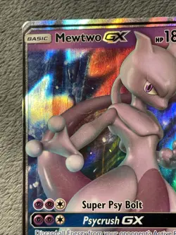 Mewtwo GX 31/68 Mewtwo Stamp Full Art Rare Holo Pokemon Card MP - Image 4