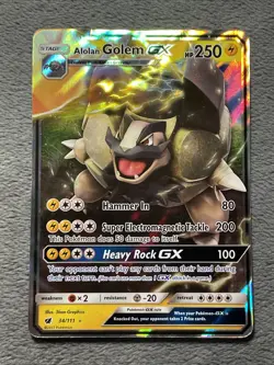 Alolan Golem GX 34/111 2017 Rare Full Art Holo Pokemon Card Crimson Invasion - Image 1