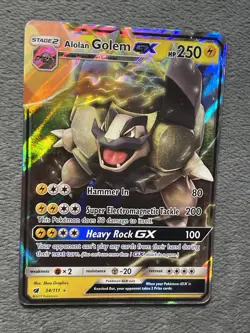 Alolan Golem GX 34/111 2017 Rare Full Art Holo Pokemon Card Crimson Invasion - Image 2