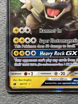 Alolan Golem GX 34/111 2017 Rare Full Art Holo Pokemon Card Crimson Invasion - Image 5