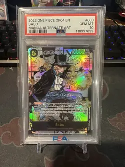 PSA 10 Sabo Kingdoms of Intrigue Manga Card #OP04-083 One Piece English Foil - Image 1