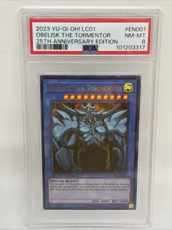 PSA 8 Obelisk the Tormentor EN001 25th Anniversary LC01 Yugioh Card - Image 1