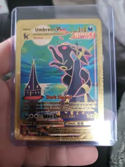 Umbreon Vmax Gold Foil Fan Art Vinyl Textured Collector Card 215/203 - Image 1