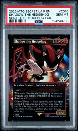2025 MTG Secret Lair Sonic The Hedgehog Shadow The Hedgehog Foil PSA 10 Gem Mint - Image 1