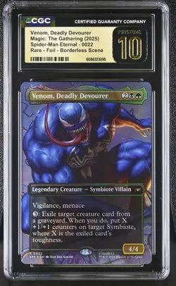 VENOM, DEADLY DEVOURER Marvel's Spider-Man Borderless Foil CGC Pristine 10 MTG - Image 1