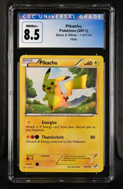 2011 POKEMON BLACK & WHITE PIKACHU 115/114 SECRET RARE HOLO CGC 8.5 NM/MINT+ - Image 1