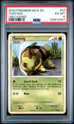 2010 POKEMON HEARTGOLD & SOULSILVER UNLEASHED #67 TURTWIG PSA 6 - Image 1