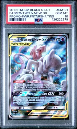 2019 POKEMON SM POWER PARTNERSHIP TINS FULL ART/MEWTWO & MEW GX PSA 10 - Image 1