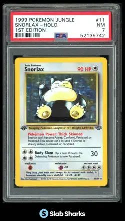 1999 POKEMON JUNGLE 1ST EDITION #11/64 SNORLAX HOLO RARE PSA 7 - Image 1