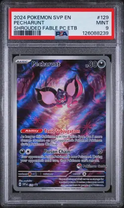 2024 POKEMON SVP SHROUDED FABLE POKEMON CENTER ETB PROMO #129 PECHARUNT PSA 9 - Image 1