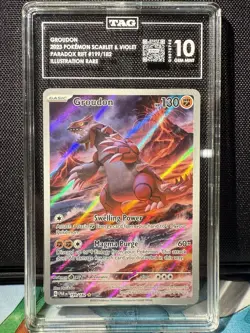 Groudon 199/182 Pokemon SV04 Paradox Rift TAG GEM MINT 10 Holo Illustration Rare - Image 1