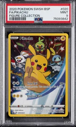 2020 POKEMON SWSH BLACK STAR PROMO FIGURE COLLECTION FULL ART/PIKACHU PSA 9 - Image 1