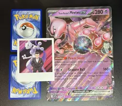 JUMBO Team Rocket’s Mewtwo EX 205 Black Star Promo + Sticker Pokemon - Image 1