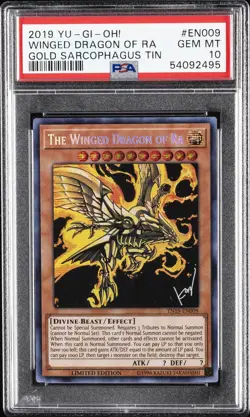 2019 YU-GI-OH! GOLD SARCOPHAGUS TIN #EN009 THE WINGED DRAGON OF RA PSA 10 - Image 1
