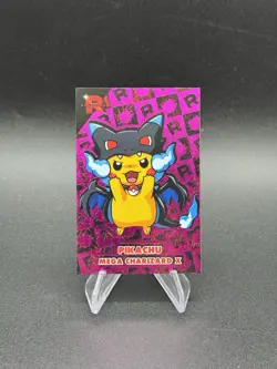 Poncho Pikachu Mega Charizard X Pink Holo Pokemon Card Database Team Rocket Peru - Image 1