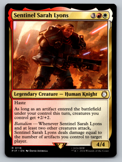 Sentinel Sarah Lyons R 0018 - MTG Universes Beyond: Fallout (PIP) - Image 1