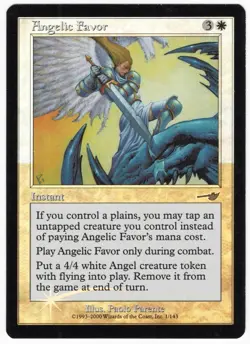 Angelic Favor 2000 Nemesis SHIFTED FOIL MISPRINT White Unc Instant MTG NM AZ4 - Image 1