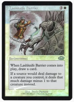 Lashknife Barrier 2001 Planeshift SHIFTED FOIL MISPRINT White Enchant MTG NM AZ2 - Image 1