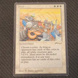 MTG Jihadd Magic the Gathering TCG Arabian Nights White Enchantment MP Banned - Image 1