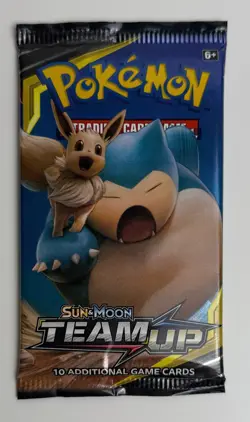 2019 POKEMON SUN & MOON TEAM-UP BOOSTER PACK SNORLAX & EEVEE ART FACTORY SEALED - Image 3