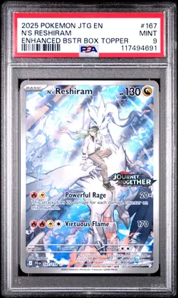2025 POKEMON JTG EN-JOURNEY TOGETHER #167 N'S RESHIRAM PSA 9 - Image 1