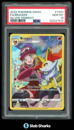 2022 POKEMON SWORD & SHIELD SILVER TEMPEST BRAIXEN TRAINER GALLERY HOLO PSA 10 - Image 1