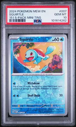 2024 POKEMON MEW EN-151 151 5-PACK MINI TINS #007 SQUIRTLE PSA 10 - Image 1