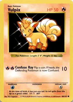 Pokemon Vulpix 68/102 Common Unlimited Base Set - Image 1
