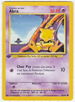 Pokemon 1st Edition Base French Abra French 43/102 MINT Wizards of the Coast - Image 1