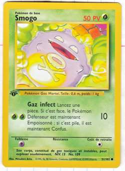 Pokemon 1st Edition Base French Smogo (Koffing) French 51/102 MINT Wizards WOTC - Image 1