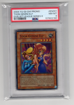 Yugioh PSA 8 NM-MT Toon Gemini Elf DL6-EN001 Super Rare Unlimited 2004 - Image 1