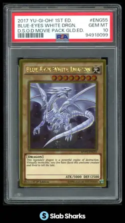 2017 YU-GI-OH! DSOD MOVIE PACK GOLD 1ST EDITION BLUE EYES WHITE DRAGON PSA 10 - Image 1