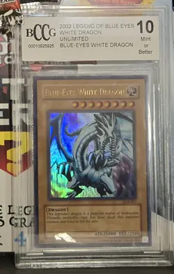 Yu-Gi-Oh! Legend Blue Eyes White Dragon 2002 Unlimited LOB-001 Beckett BCCG 10 - Image 3