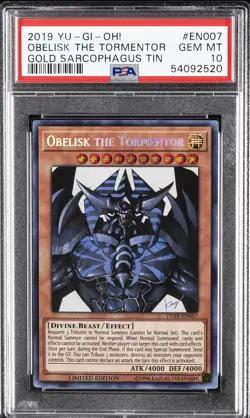 2019 YU-GI-OH! GOLD SARCOPHAGUS TIN #EN007 OBELISK THE TORMENTOR PSA 10 - Image 1