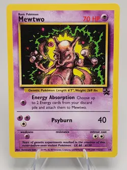 Pokemon Mewtwo Vintage 1999 WB Black Star Promo Card #14 Near Mint Condition - Image 1