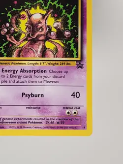 Pokemon Mewtwo Vintage 1999 WB Black Star Promo Card #14 Near Mint Condition - Image 4