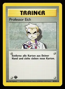 Professor Oak 88/102 Uncommon 1st Edition GERMAN Base Set Pokemon Card - Image 1
