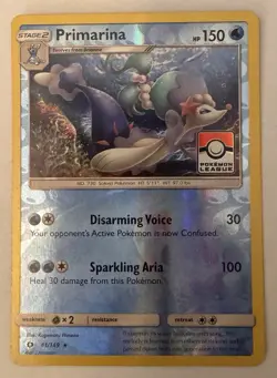 Primarina 41/149 Sun & Moon League Promo Reverse Holo Pokemon Card LP - Image 1