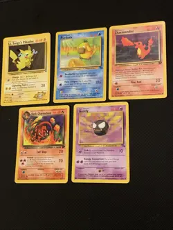Pokemon TCG Vintage Lot Of 5 Cool Cards! Pikachu Charmander Psyduck Gastly - Image 1