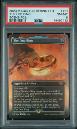 2023 MTG TALES OF MIDDLE-EARTH SCENE-FOIL #451 THE ONE RING PSA 8 - Image 1