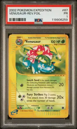 PSA 1 Venusaur Reverse Holo Foil 2002 Pokemon Expedition 67/165 Pop 7 - Image 1