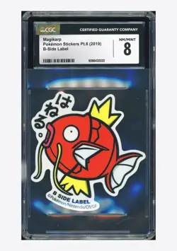 Pokemon CGC 8 Magikarp B-Side Label 2019 Stickers Pt.6 Japanese - Image 1
