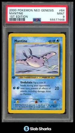 2000 POKEMON NEO GENESIS 1ST EDITION #64/111 MANTINE PSA 9 - Image 1