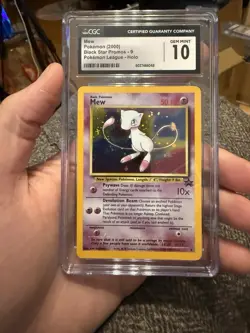 2000 POKEMON BLACK STAR PROMO HOLO POKEMON LEAGUE #9 MEW CGC 10 GEM MINT - Image 1