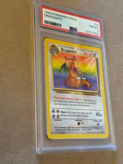 Dragonite 19/62 Fossil Regular rainbow Pokemon card PSA 8 NM-MT - Image 2